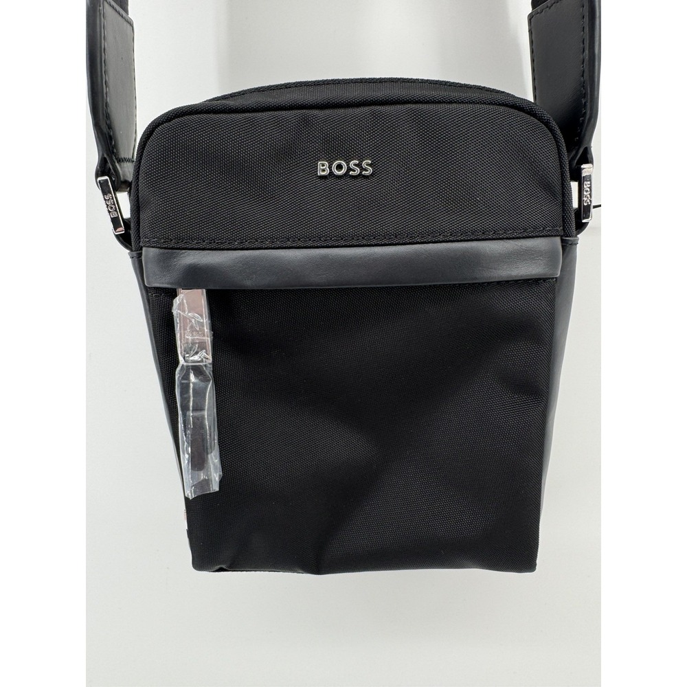 HUGO Boss Men's Reporter Bag With Leather Trim Black NEW